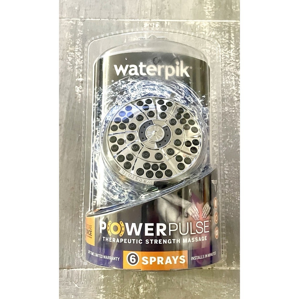 Waterpik PowerPulse Therapeutic Strength Massage 6-Spray Modes Shower Head NEW